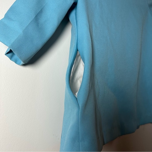 Vintage 1960s Toddler Sky Blue Button Front Pleated Dress Coat Size 4 (4T) - Picture 5 of 7